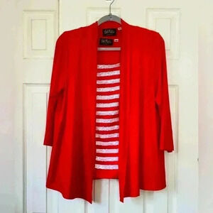 Bob Mackie Wearable Art Red and white  Cardigan&Tank Top